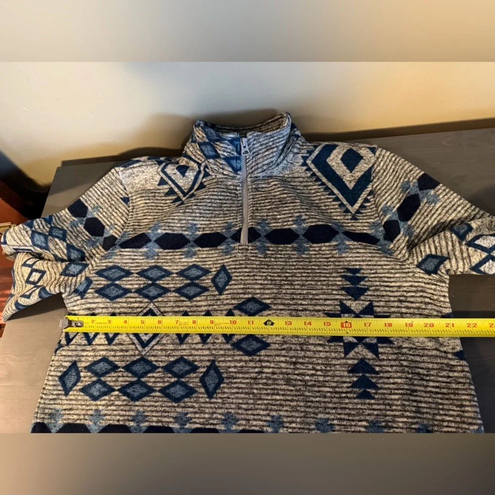 Lucky Brand Southwestern Print Los Feliz Fleece Half Zip Mock Neck